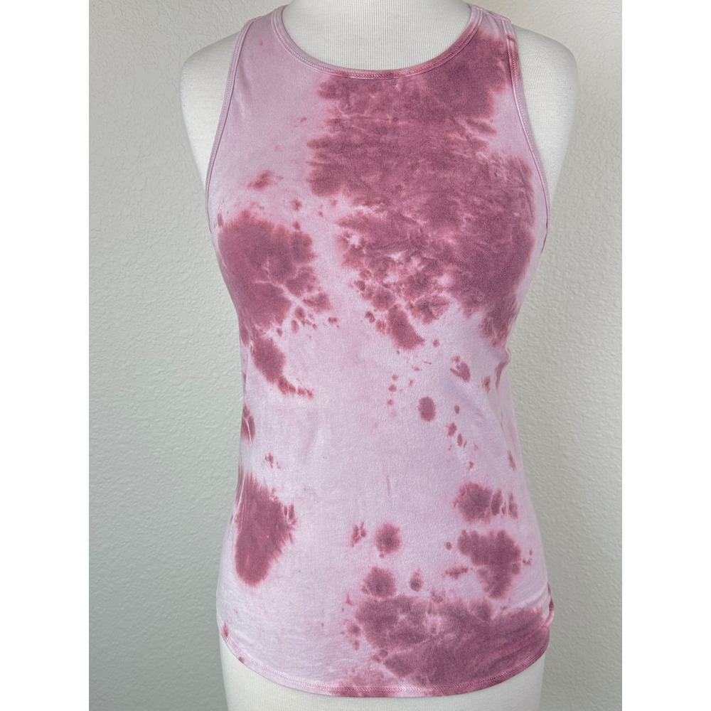 Electric & Rose Pink Tie Dye Racerback Tank‎ Yoga Top Sample Piece S